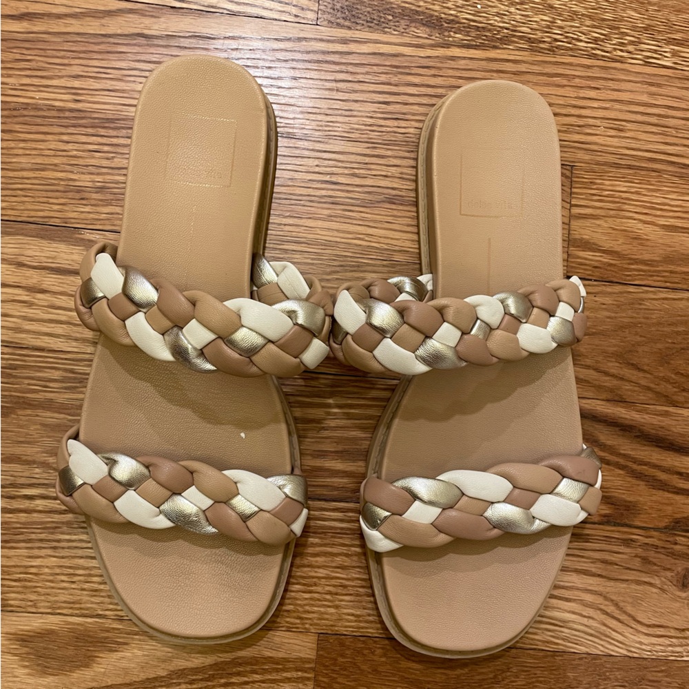 Dolce Vita Braided Tan and Cream Sandals